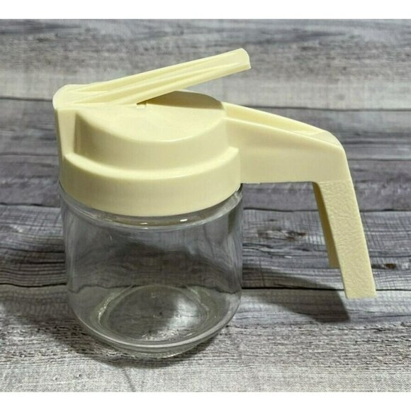 Vintage Gemco Syrup Dispenser With Cream Lid - USA Made Glass & Plastic Pourer - Picture 1 of 6